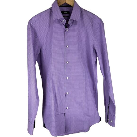 Boss Hugo Boss Men's Purple Jesse Button Down Dress Shirt Size 38 / 15 NWT - Picture 1 of 12